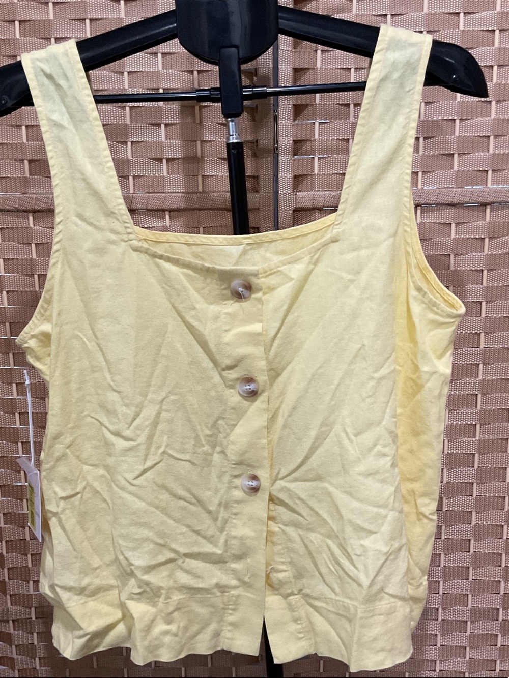 LC Lauren Conrad Pale Yellow Button-Front Tank Top